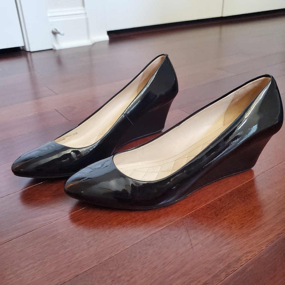Cole Haan black patent leather wedges